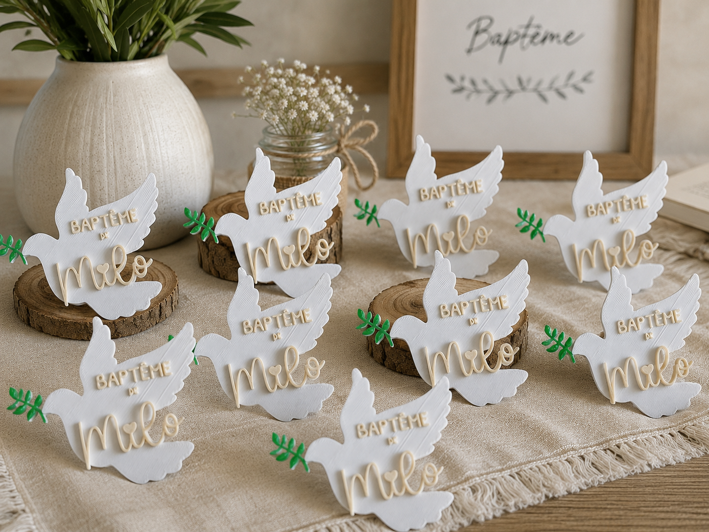Cadeau invité baptême personnalisé • Colombe prénom aimantée