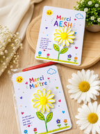 Carte Fleur Marguerite Personnalisée – Cadeau Maîtresse, Maître, AESH, ATSEM, Nounou