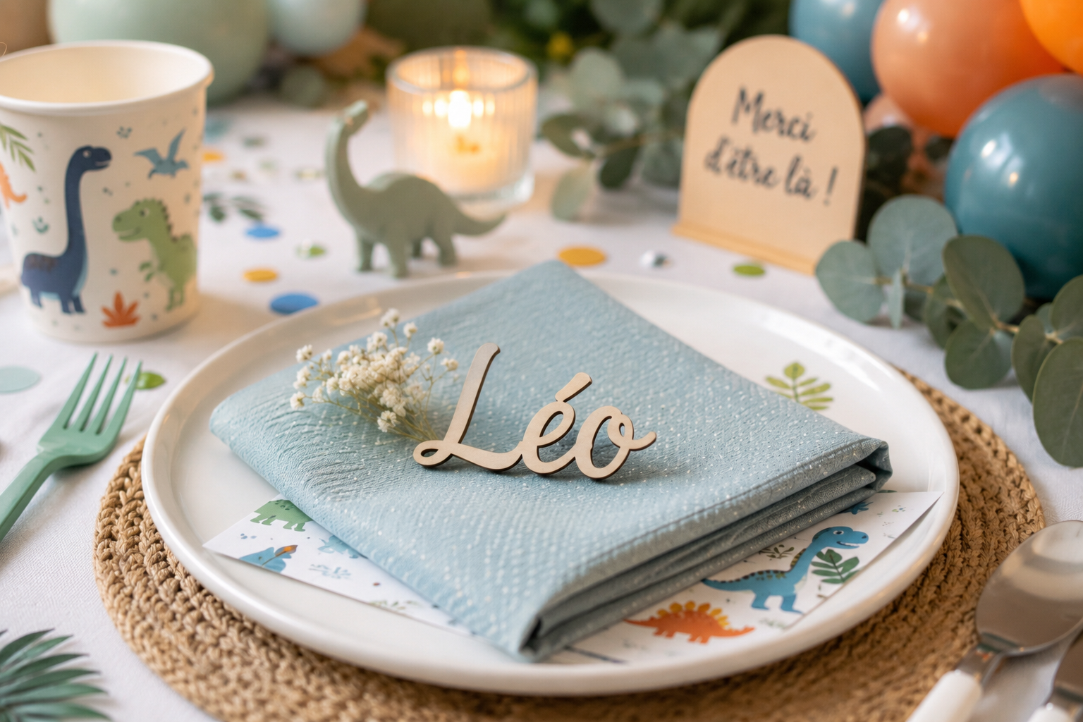 Marque-places personnalisés avec prénom – décoration élégante de table