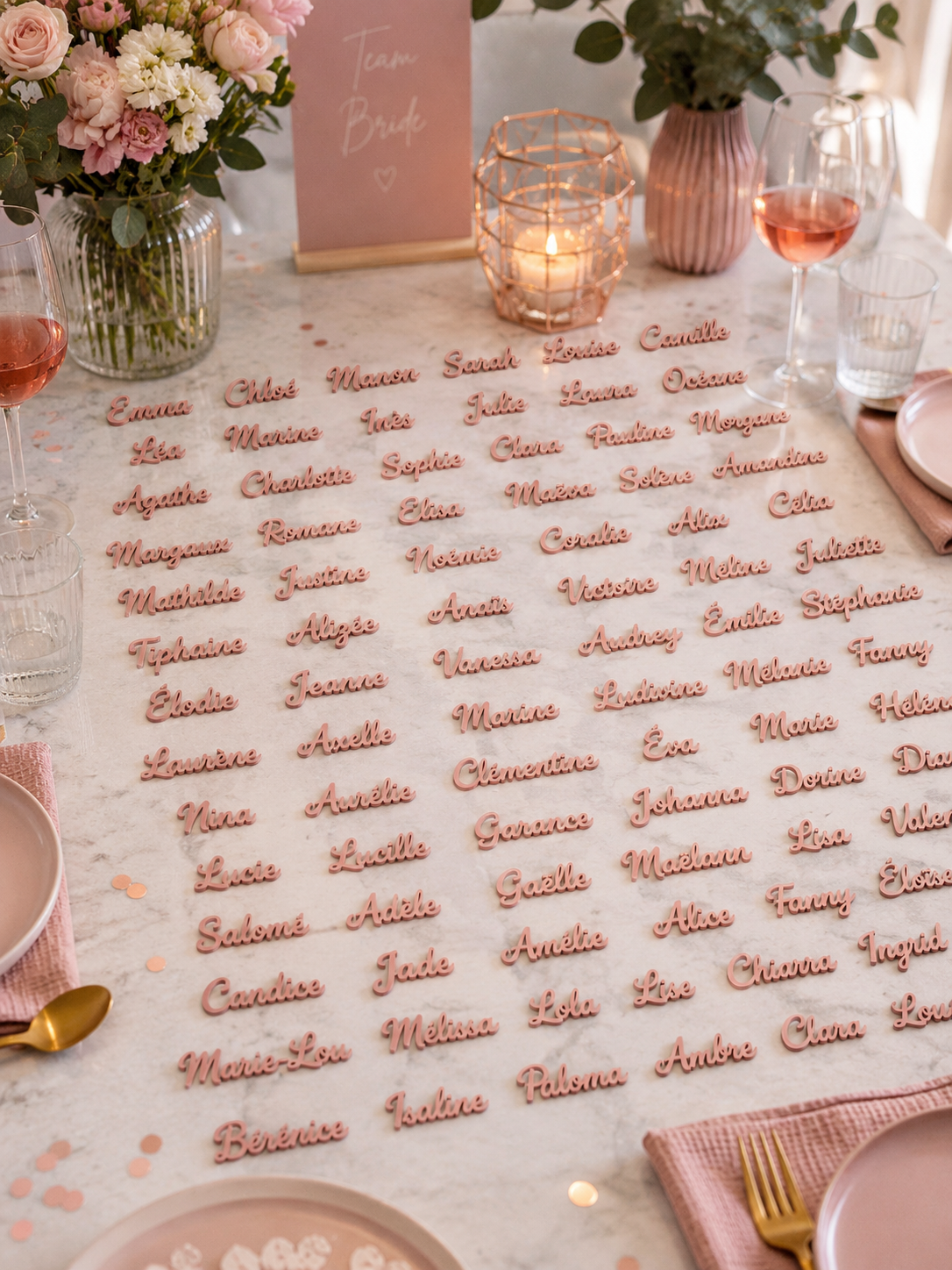 Marque-places personnalisés avec prénom – décoration élégante de table