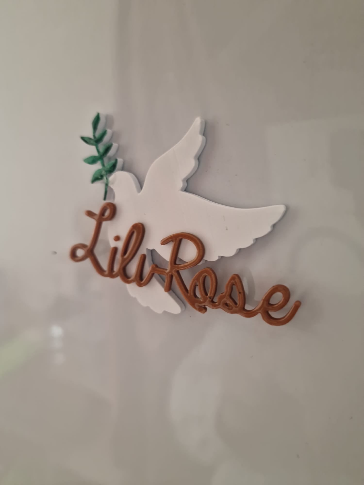 Cadeau invité baptême personnalisé – colombe prénom magnet