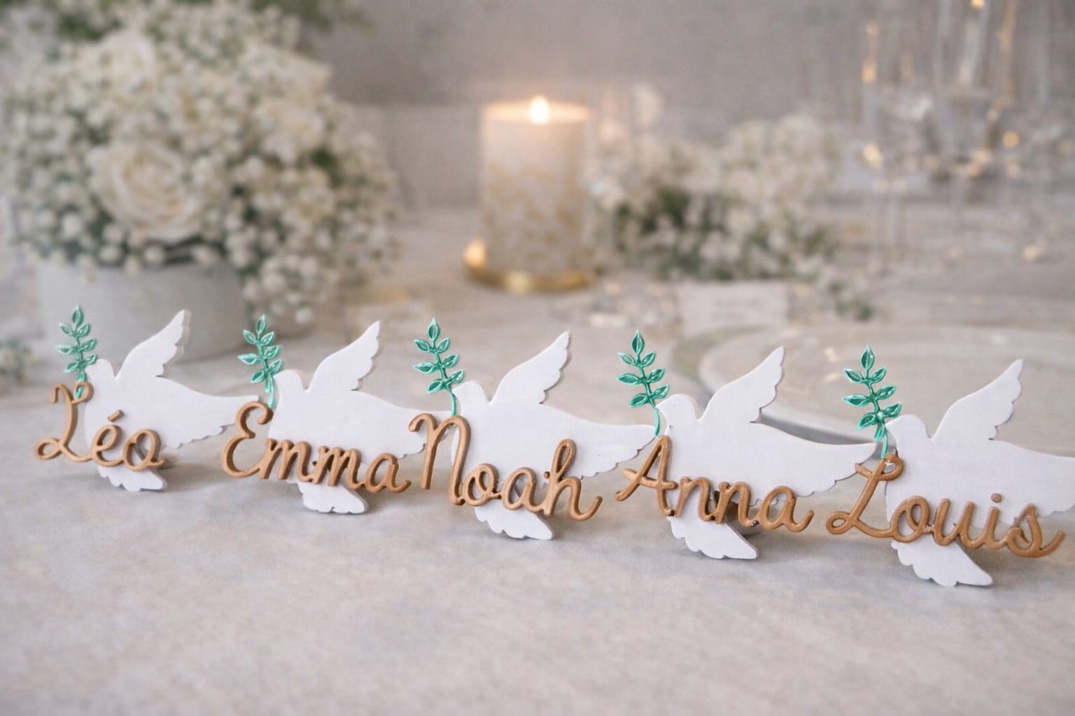 Cadeau invité baptême personnalisé – colombe prénom magnet