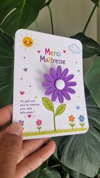 Carte Fleur Marguerite Personnalisée – Cadeau Maîtresse, Maître, AESH, ATSEM, Nounou